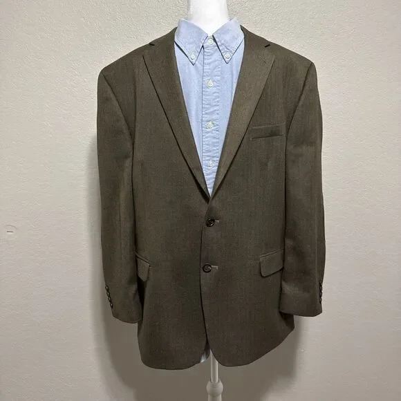 Ralph Lauren Herringbone Equestrian Blazer Sport Coat W/Elbow Patches Size 46R - Picture 2 of 16